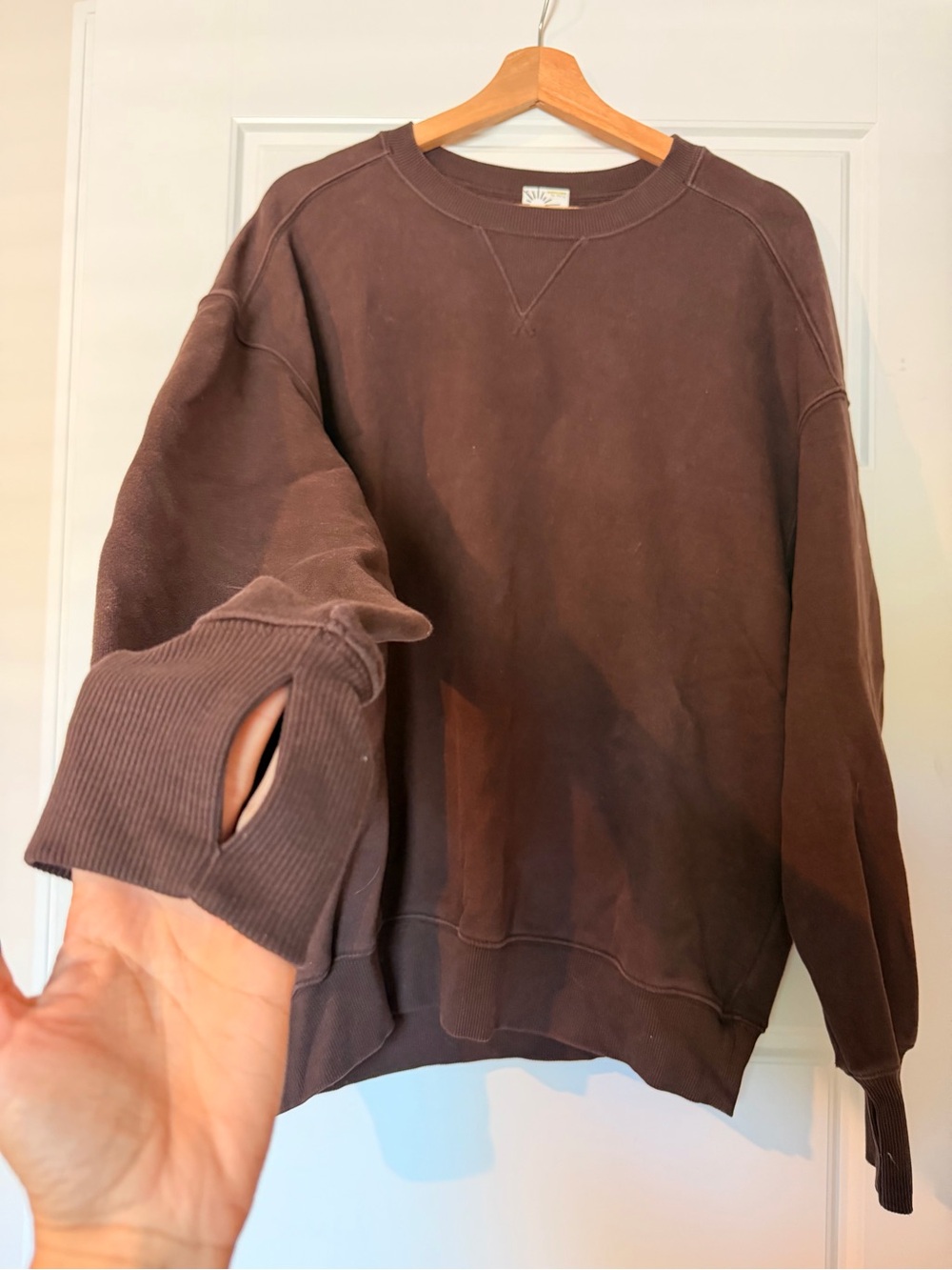 Aerie Offline Oversized Chocolate Brown Sweatshirt with Thumbholes